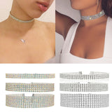 Crystal Rhinestone Choker Necklace Women Wedding Accessories Silver Chain Punk Gothic Chokers Jewelry Collier Femme  #95027