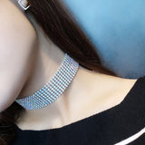 Crystal Rhinestone Choker Necklace Women Wedding Accessories Silver Chain Punk Gothic Chokers Jewelry Collier Femme  #95027