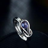 Curve Genuine Natural 2.9ct Blue Tanzanite 925 Sterling Silver Adjustable Ring