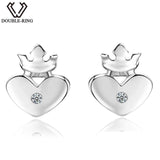 DOUBLE-R 0.01ct Heart Diamond Earrings Female 925 Sterling Silver Stud Earrings Romantic Gift Heart Jewelry Women CASE04657SA-1