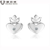 DOUBLE-R 0.01ct Heart Diamond Earrings Female 925 Sterling Silver Stud Earrings Romantic Gift Heart Jewelry Women CASE04657SA-1