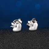 DOUBLE-R 0.01ct Heart Diamond Earrings Female 925 Sterling Silver Stud Earrings Romantic Gift Heart Jewelry Women CASE04657SA-1