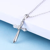 DOUBLE-R 0.01ct Natural Diamond Jewelry Cross Pendant Women 925 Sterling Silver Necklace Chain Classic Female Jewelry Gift