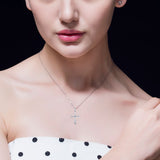 DOUBLE-R 0.01ct Natural Diamond Jewelry Cross Pendant Women 925 Sterling Silver Necklace Chain Classic Female Jewelry Gift