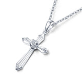 DOUBLE-R 0.01ct Natural Diamond Jewelry Cross Pendant Women 925 Sterling Silver Necklace Chain Classic Female Jewelry Gift