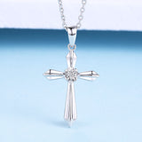 DOUBLE-R 0.01ct Natural Diamond Jewelry Cross Pendant Women 925 Sterling Silver Necklace Chain Classic Female Jewelry Gift