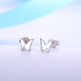 DOUBLE-R 0.01ct Natural Diamond Stud Earrings For Women Butterfly 925 Sterling Silver Earrings Brand Diamond Jewelry Female Gift