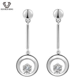 DOUBLE-R 0.02ct Natural White Diamond Earrings Women Round Solid 925 Silver Long Drop Earrings Classic Wedding Fine Jewelry Gift