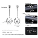 DOUBLE-R 0.02ct Natural White Diamond Earrings Women Round Solid 925 Silver Long Drop Earrings Classic Wedding Fine Jewelry Gift