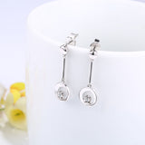 DOUBLE-R 0.02ct Natural White Diamond Earrings Women Round Solid 925 Silver Long Drop Earrings Classic Wedding Fine Jewelry Gift