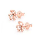 DOUBLE-R 0.04ct Genuine Diamond Pure Real 18k Gold Earrings For Girls 18k Rose Gold Stud Earrings