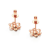 DOUBLE-R 0.05ct Genuine Diamond 18k Rose Gold Earrings Real Pure Solid 18k Gold Diamond Stud Earrings For Girls