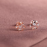 DOUBLE-R 0.05ct Genuine Diamond 18k Rose Gold Earrings Real Pure Solid 18k Gold Diamond Stud Earrings For Girls