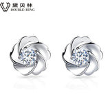 DOUBLE-R 0.1ct Genuine Diamond Pure Solid Real 18k Gold Diamond Stud Earrings For Girls