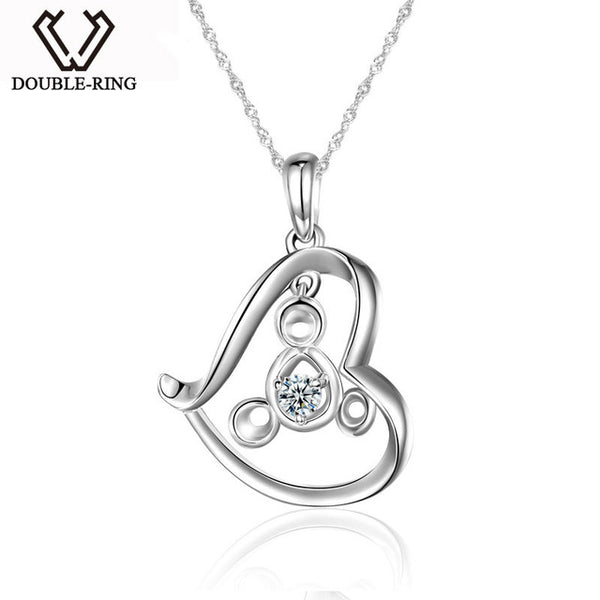 DOUBLE-R 925 Silver Pendant Heart Shaped Women Diamond Pendant with Charms 925 Silver Romantic Style Fine Jewelry CAP02776A