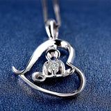 DOUBLE-R 925 Silver Pendant Heart Shaped Women Diamond Pendant with Charms 925 Silver Romantic Style Fine Jewelry CAP02776A