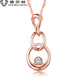 DOUBLE-R 925 Sterling Silver Necklaces Pendants Women 0.03ct Diamond Solid Gourd Shape Birthday Gift 18K Rose Gold Fine Jewelry