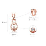 DOUBLE-R 925 Sterling Silver Necklaces Pendants Women 0.03ct Diamond Solid Gourd Shape Birthday Gift 18K Rose Gold Fine Jewelry