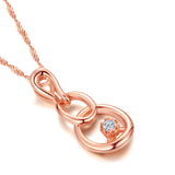 DOUBLE-R 925 Sterling Silver Necklaces Pendants Women 0.03ct Diamond Solid Gourd Shape Birthday Gift 18K Rose Gold Fine Jewelry