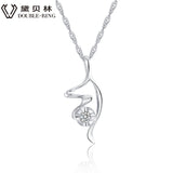 DOUBLE-R 925 Sterling Silver Pendants Women Fairy Necklaces Pendants 0.06ct Diamond Romantic Black Friday Fine Jewelry CAP02777A