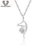 DOUBLE-R 925 Sterling Silver Pendants Women Fairy Necklaces Pendants 0.06ct Diamond Romantic Black Friday Fine Jewelry CAP02777A