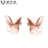 DOUBLE-R Butterfly Earrings Women Diamond 0.01ct SI1 925 Sterling Silver Rose Gold Earrings Romantic Fine Jewelry CASE04665SA-3