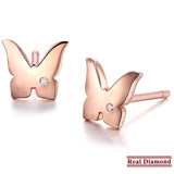 DOUBLE-R Butterfly Earrings Women Diamond 0.01ct SI1 925 Sterling Silver Rose Gold Earrings Romantic Fine Jewelry CASE04665SA-3