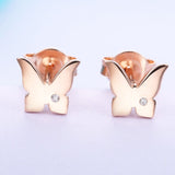 DOUBLE-R Butterfly Earrings Women Diamond 0.01ct SI1 925 Sterling Silver Rose Gold Earrings Romantic Fine Jewelry CASE04665SA-3