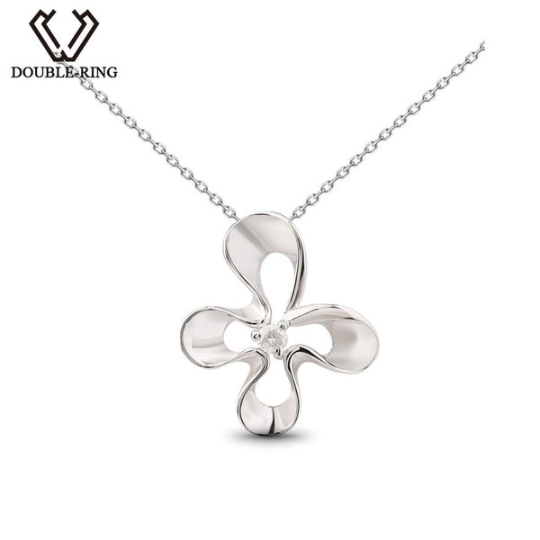 DOUBLE-R Flower Pendants Women 0.03ct Diamond 925 Silver Plant Pendants Romantic Gift Diamond Jewelry Customized CAP03763SA-1