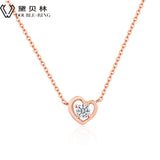 DOUBLE-R Genuine 18 K Gold Pendants Women 0.10ct Real Diamond Necklaces Ladies Engagement Fine Heart Jewelry CASN01023KA-3