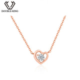 DOUBLE-R Genuine 18 K Gold Pendants Women 0.10ct Real Diamond Necklaces Ladies Engagement Fine Heart Jewelry CASN01023KA-3