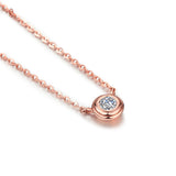 DOUBLE-R Genuine 18 K Rose Gold Engagement Necklaces Women Real Diamond Fine Jewelry Ladies Romantic Love gift CANL00274KA-3