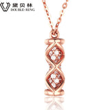 DOUBLE-R Genuine Diamond Pendant Necklaces Women Link Charm 18 k Gold jewelry  Female Rose Gold Anniversy Gift CANL00275KA-3