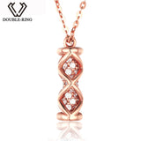 DOUBLE-R Genuine Diamond Pendant Necklaces Women Link Charm 18 k Gold jewelry  Female Rose Gold Anniversy Gift CANL00275KA-3