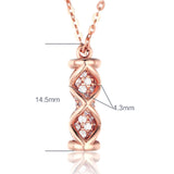 DOUBLE-R Genuine Diamond Pendant Necklaces Women Link Charm 18 k Gold jewelry  Female Rose Gold Anniversy Gift CANL00275KA-3