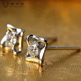 DOUBLE-R Genuine Diamond Real Solid Pure White Gold 18k Diamond Earrings 18k Stud Earrings For Girls