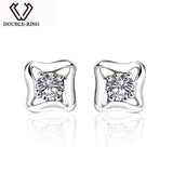 DOUBLE-R Genuine Diamond Real Solid Pure White Gold 18k Diamond Earrings 18k Stud Earrings For Girls