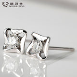 DOUBLE-R Genuine Diamond Real Solid Pure White Gold 18k Diamond Earrings 18k Stud Earrings For Girls