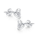 DOUBLE-R Heart 0.025ct Diamond Earrings Women 925 Sterling Silver Stud Earrings Romantic Valentine'S Day Gift Diamond-Jewelry