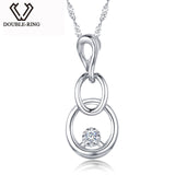 DOUBLE-R Long Pendant Necklace Women 0.03ct Diamond Solid 925 Sterling Silver Gourd Shape Pendants Birthday Gift Diamond-Jewelry