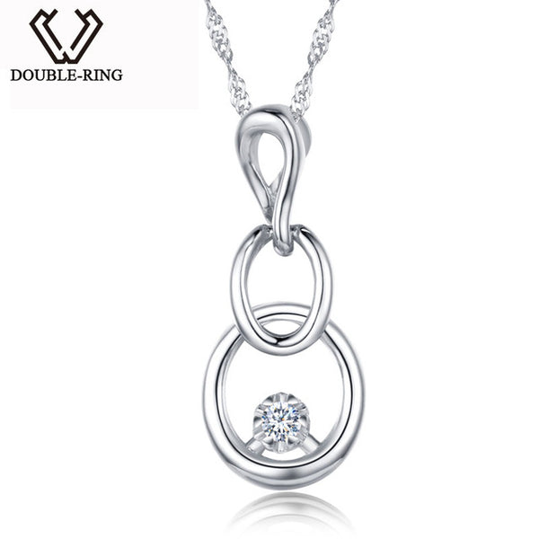 DOUBLE-R Long Pendant Necklace Women 0.03ct Diamond Solid 925 Sterling Silver Gourd Shape Pendants Birthday Gift Diamond-Jewelry