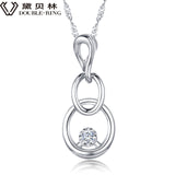 DOUBLE-R Long Pendant Necklace Women 0.03ct Diamond Solid 925 Sterling Silver Gourd Shape Pendants Birthday Gift Diamond-Jewelry