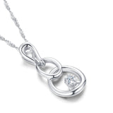 DOUBLE-R Long Pendant Necklace Women 0.03ct Diamond Solid 925 Sterling Silver Gourd Shape Pendants Birthday Gift Diamond-Jewelry