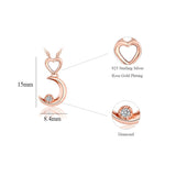 DOUBLE-R Moon Shape 0.03ct Diamond Necklaces Pendants Women 925 Sterling Silver Anniversary Rose Gold Heart Jewelry Customized