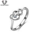 DOUBLE-R Natural Diamond Rings Female 925 Sterling Silver Heart Engagement Rings Real Diamond Jewelry Lover Valentine's Gift