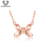 DOUBLE-R New Arrival Rose 18 k Gold Elegant Butterfly Necklaces Real Natural Diamond Pendants Gold Jewelry Gift CANL00287KA-3