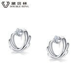 DOUBLE-R Real 0.03ct Diamond Wedding Earrings Women 925 Sterling Silver Stud Earrings Romantic Wedding Gift Diamond-Jewelry