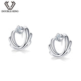 DOUBLE-R Real 0.03ct Diamond Wedding Earrings Women 925 Sterling Silver Stud Earrings Romantic Wedding Gift Diamond-Jewelry