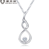 DOUBLE-R Women Necklace Pendants 0.03ct Diamond 925 Sterling Silver Pendants With Long Chains Diamond Jewelry CAP03755SA-1