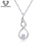 DOUBLE-R Women Necklace Pendants 0.03ct Diamond 925 Sterling Silver Pendants With Long Chains Diamond Jewelry CAP03755SA-1